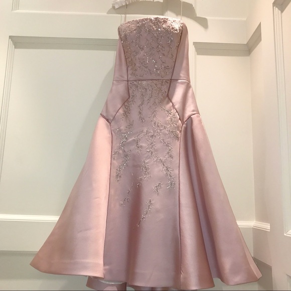 SOLD! $6800 J Mendel Midi Dress Pink Gown Beaded 2 - Picture 2 of 8